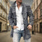 Wool Blend Long Coat for Men - Gray Heather