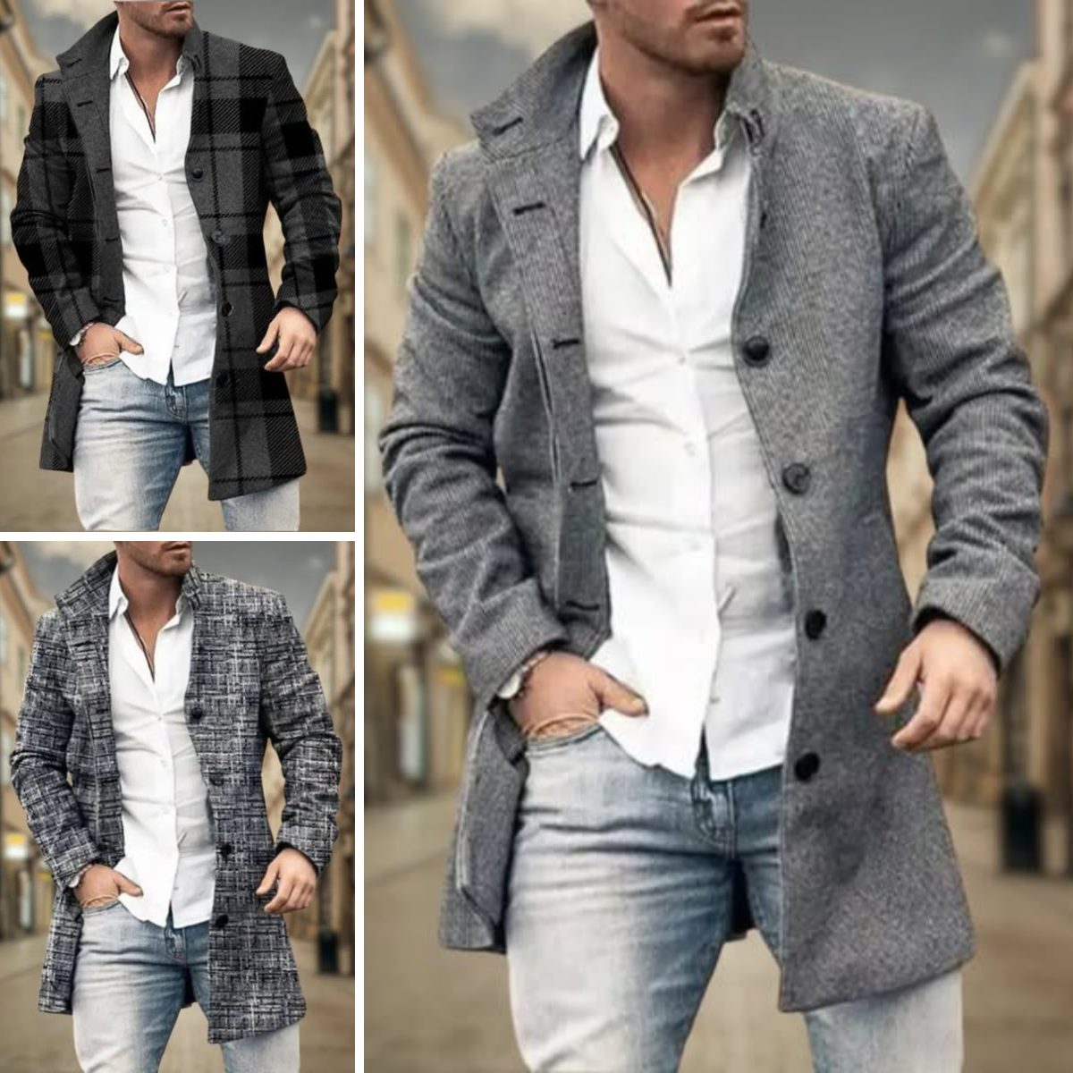 Wool Blend Long Coat for Men - View 7