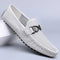 Woven Loafer with Metal Buckle for Men - Pure White