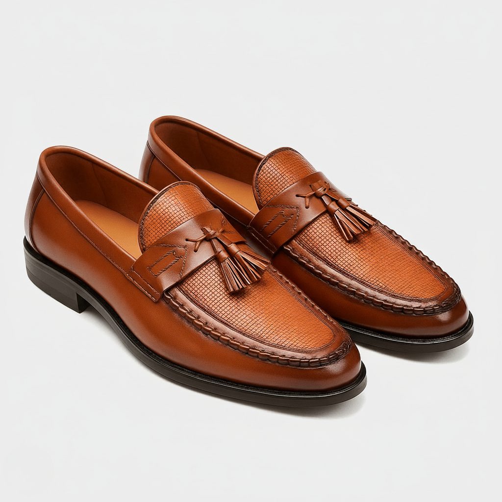 Woven Tassel Loafer for Men - Brown