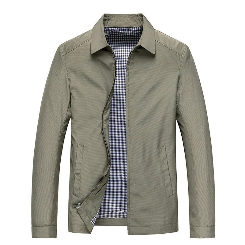 Zip-Up Collar Jacket for Men - Khaki