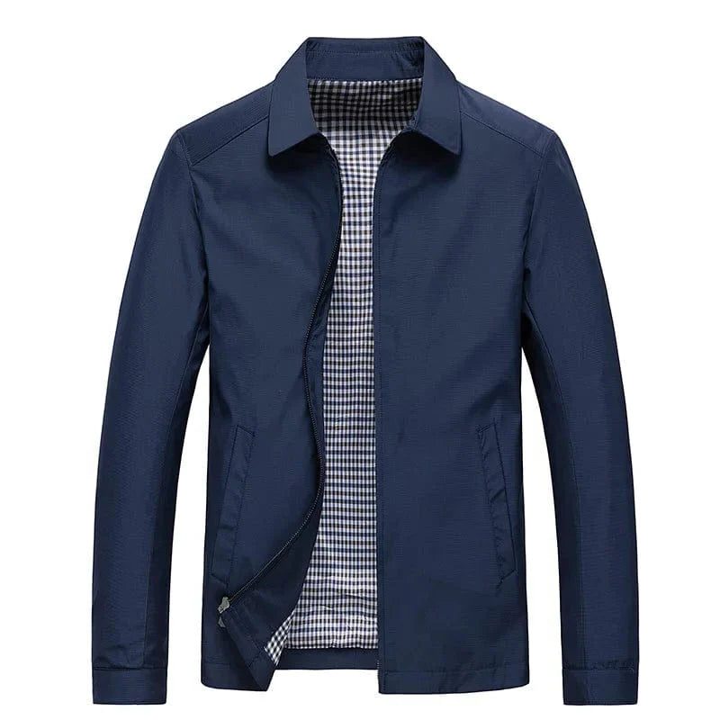 Zip-Up Collar Jacket for Men - Blue