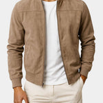 Zip-Up Suede Bomber Jacket for Men