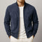 Zip-Up Suede Bomber Jacket for Men - Navy Blue
