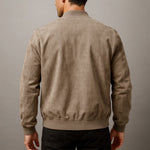 Zip-Up Suede Bomber Jacket for Men - View 7