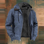 Zip-Up Hooded Jacket for Men - Blue