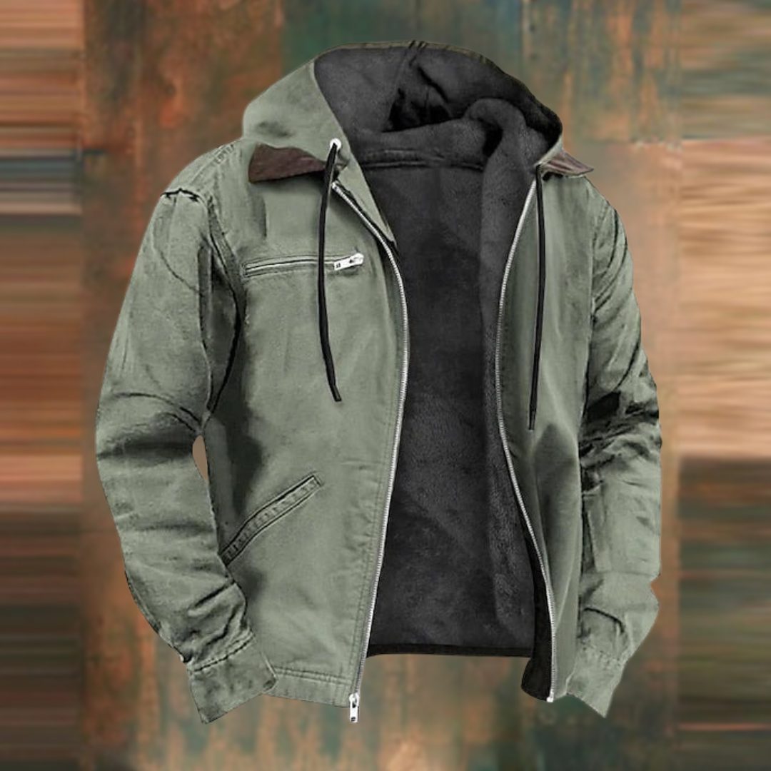 Zip-Up Hooded Jacket for Men - Green