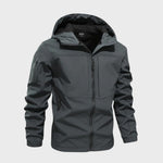 Zip-Up Hooded Softshell Jacket for Men - Gray