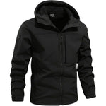Zip-Up Hooded Softshell Jacket for Men - Black