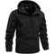 Zip-Up Hooded Softshell Jacket for Men - Black