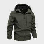 Zip-Up Hooded Softshell Jacket for Men - Olive Green