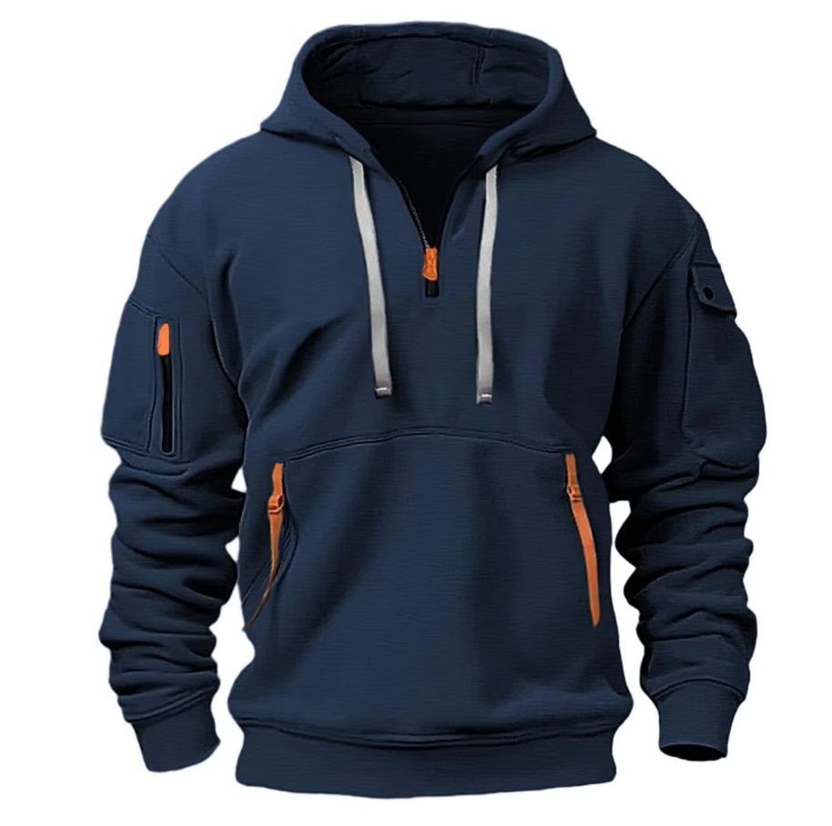 Zip-Up Hoodie with Arm Pocket for Men