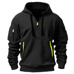 Zip-Up Hoodie with Arm Pocket for Men - Black