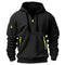 Zip-Up Hoodie with Arm Pocket for Men - Black