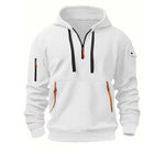 Zip-Up Hoodie with Arm Pocket for Men - White