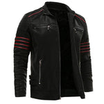 Zip-Up Leather Moto Jacket for Men