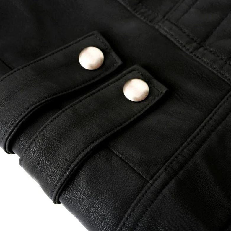 Zip-Up Leather Moto Jacket for Men - View 4