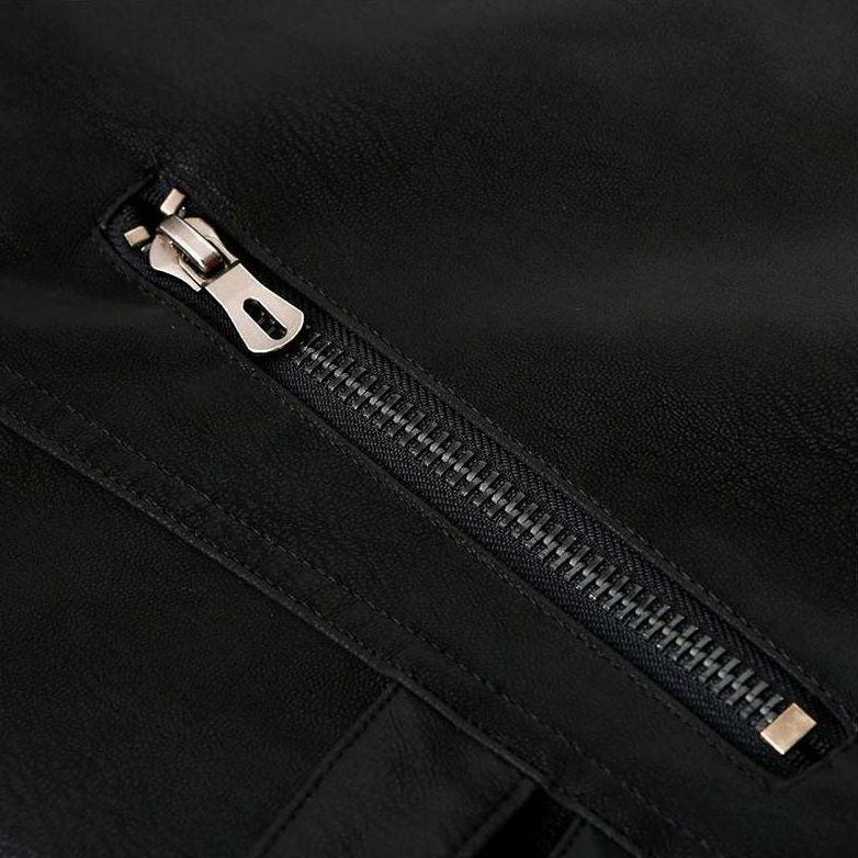 Zip-Up Leather Moto Jacket for Men - View 6