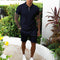 Zip-Up Polo and Shorts Set for Men - Dark blue