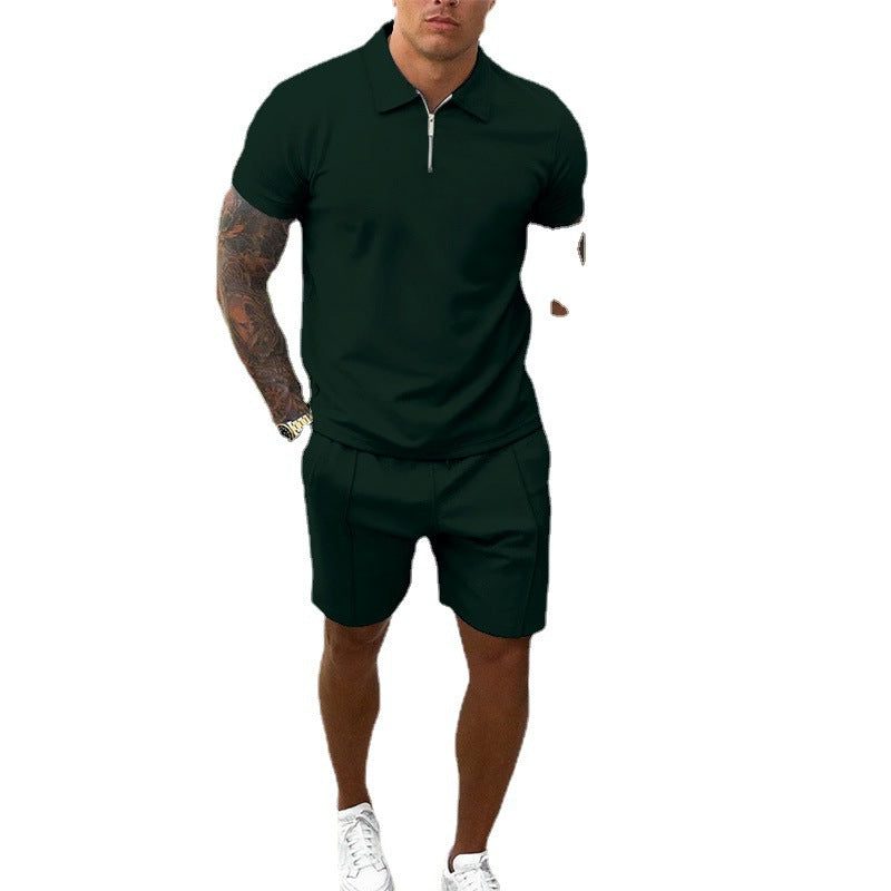 Zip-Up Polo and Shorts Set for Men - View 5