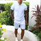 Zip-Up Polo and Shorts Set for Men - White