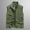 Zip-Up Stand Collar Cargo Vest for Men - Green