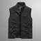 Zip-Up Stand Collar Cargo Vest for Men - Black