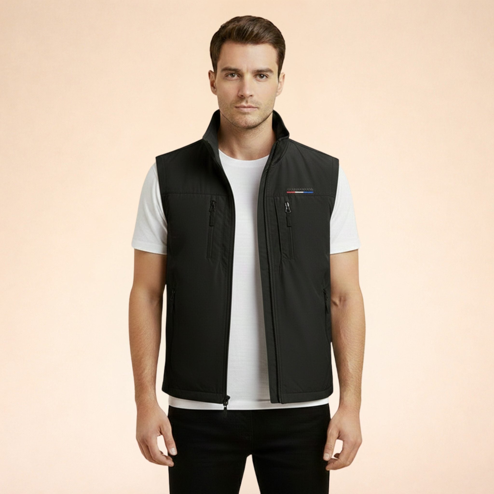 Zip-Up Stand Collar Cargo Vest for Men - View 3