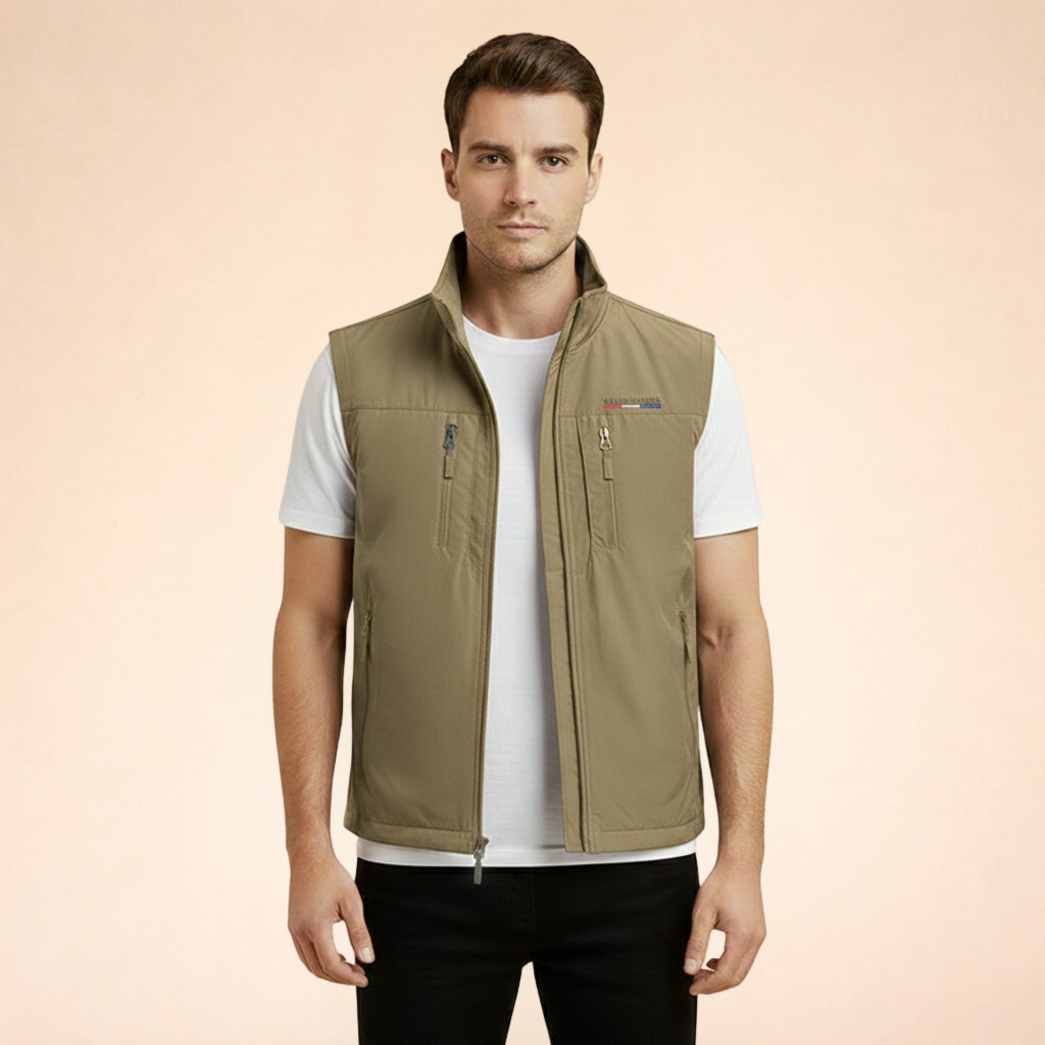 Zip-Up Stand Collar Cargo Vest for Men - View 6