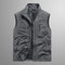 Zip-Up Stand Collar Cargo Vest for Men - Gray