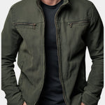 Zip-Up Stand Collar Cotton Jacket for Men