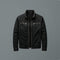 Zip-Up Stand Collar Cotton Jacket for Men - Black
