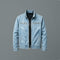 Zip-Up Stand Collar Cotton Jacket for Men - Blue