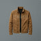Zip-Up Stand Collar Cotton Jacket for Men - Brown