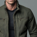Zip-Up Stand Collar Cotton Jacket for Men - View 6