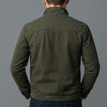 Zip-Up Stand Collar Cotton Jacket for Men - View 7