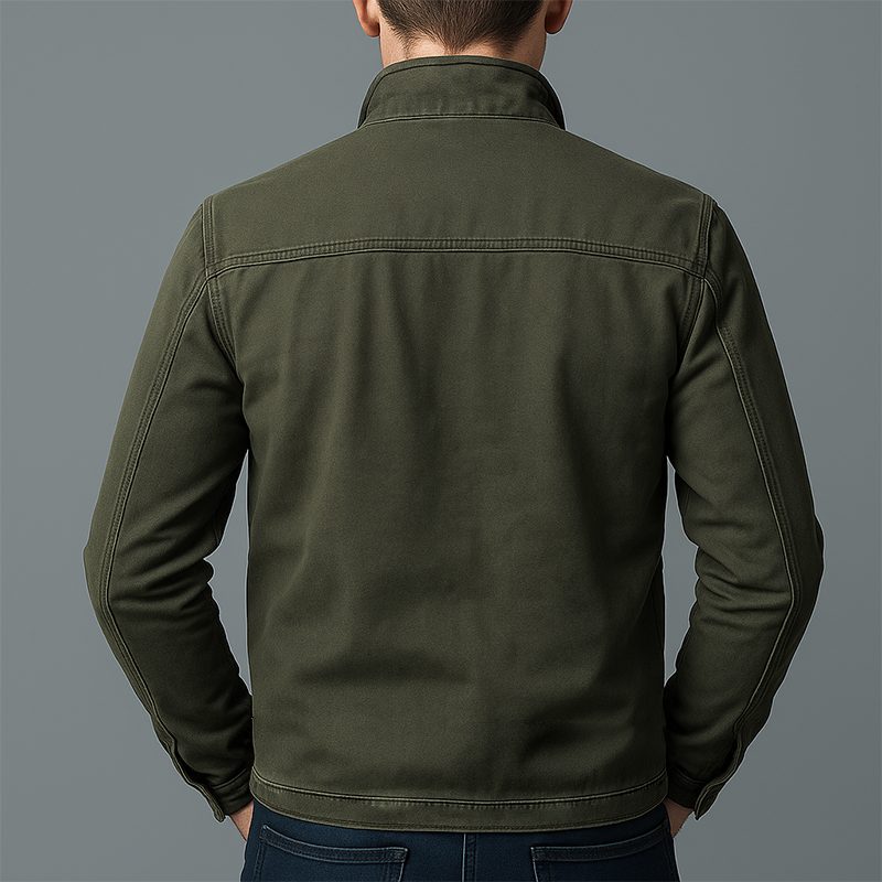 Zip-Up Stand Collar Cotton Jacket for Men - View 7