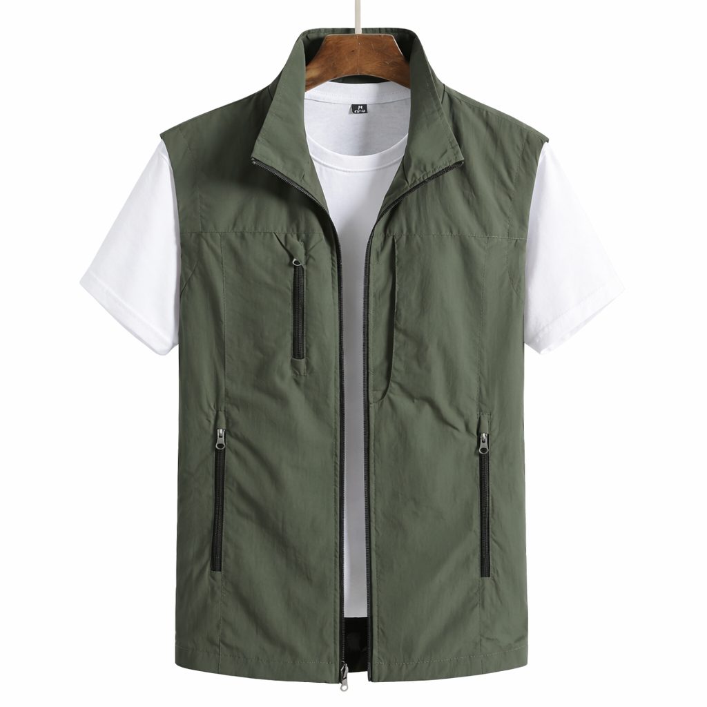 Zip-Up Stand Collar Gilet for Men