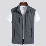 Zip-Up Stand Collar Gilet for Men - Grey