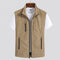 Zip-Up Stand Collar Gilet for Men - Khaki