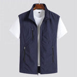 Zip-Up Stand Collar Gilet for Men - Navy Blue