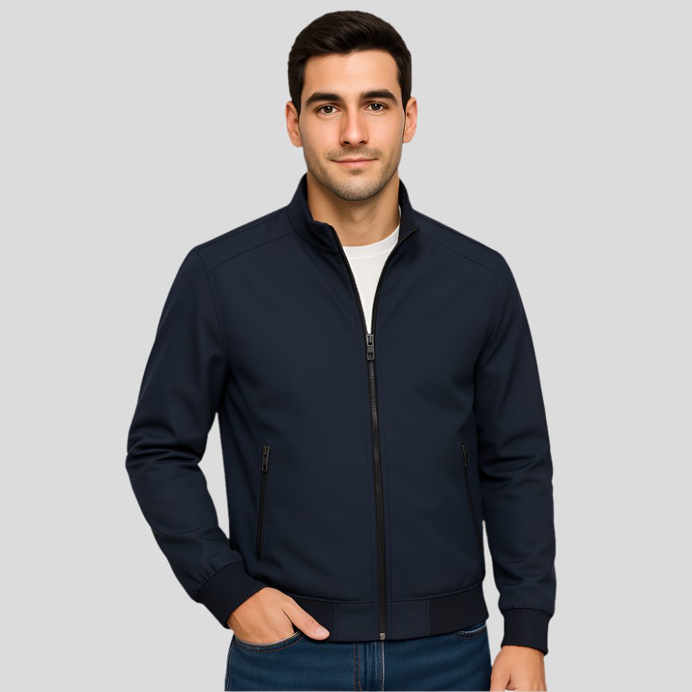 Zip-Up Stand Collar Jacket for Men