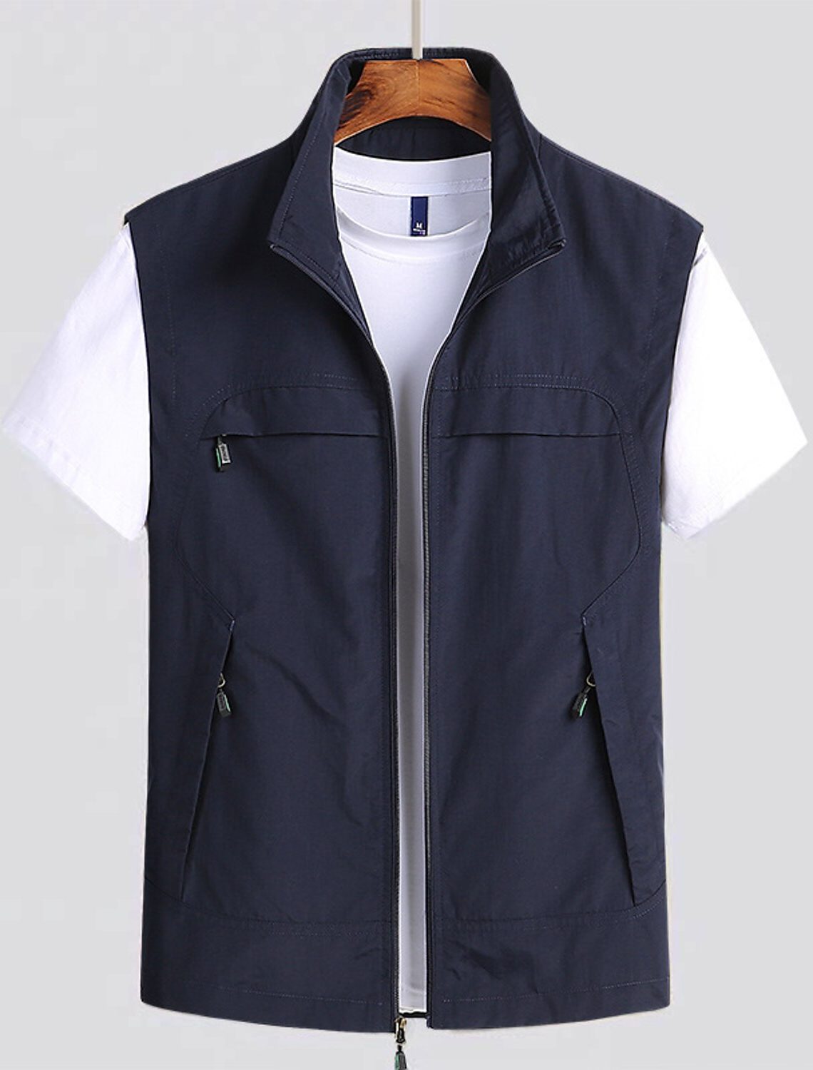 Zip-Up Stand Collar Vest for Men