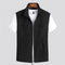Zip-Up Stand Collar Vest for Men - Black