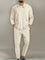 Zip-Up Textured Jogger Set for Men - Beige